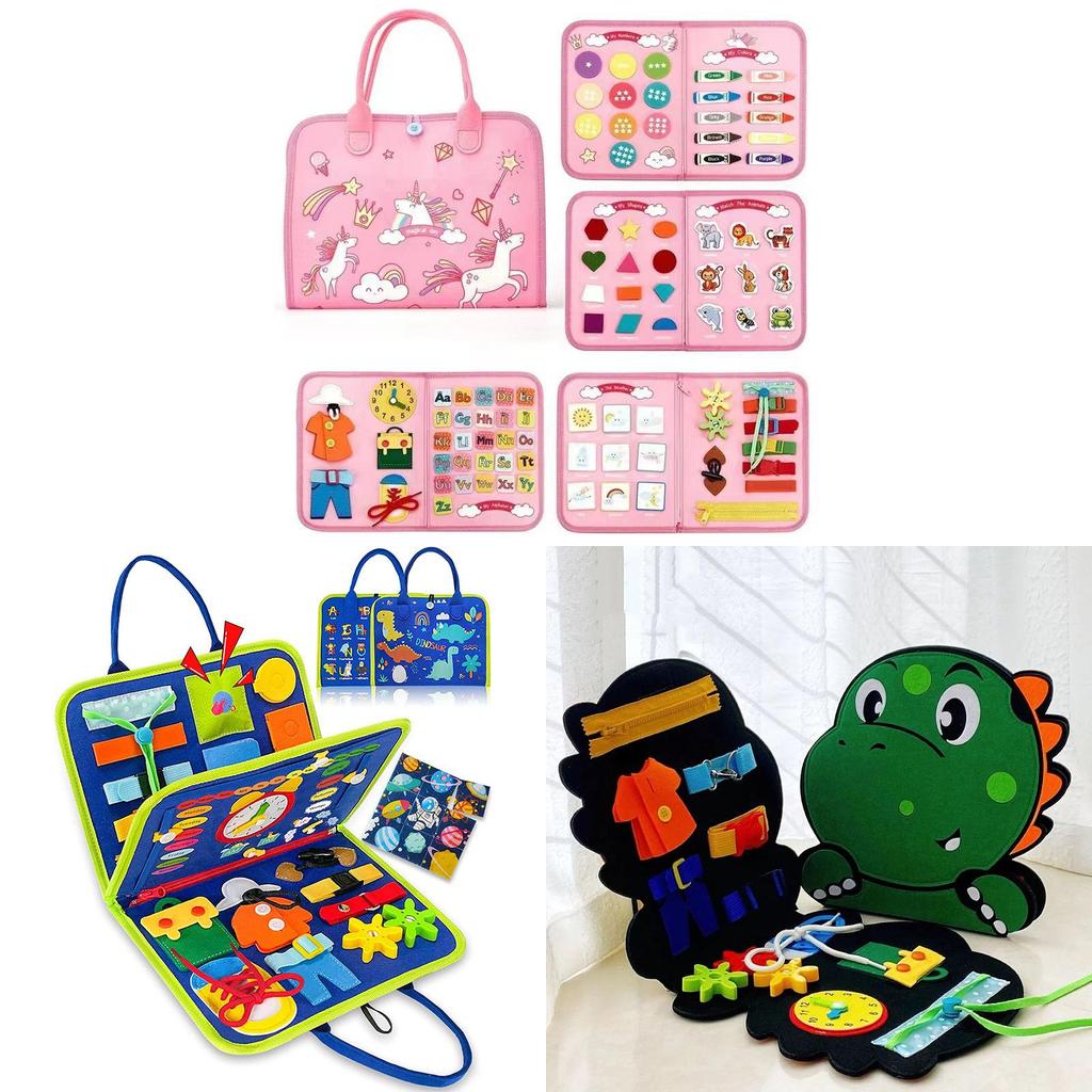 Montessori Inspired Felt Busy Board For Toddlers Early Education Dinosaur Learning Board