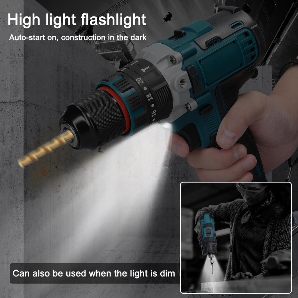 1300CMm Rechargble Brushless Motor Electric Drill Cordless Electric Screwdriver Multifunctional Electric Drill Handheld Electric Screwdriver El