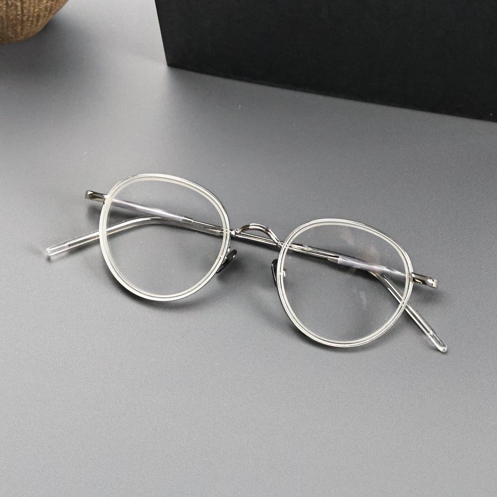 Unisex Full-Rim Pure Titanium Eyeglass Frames with Acetate, Prescription-Ready for Myopia