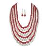 Versatile Multi Strand Simulated Pearls Necklace Earrings Set Vintage Inspired Design Clavicle Chain For Fashionistas