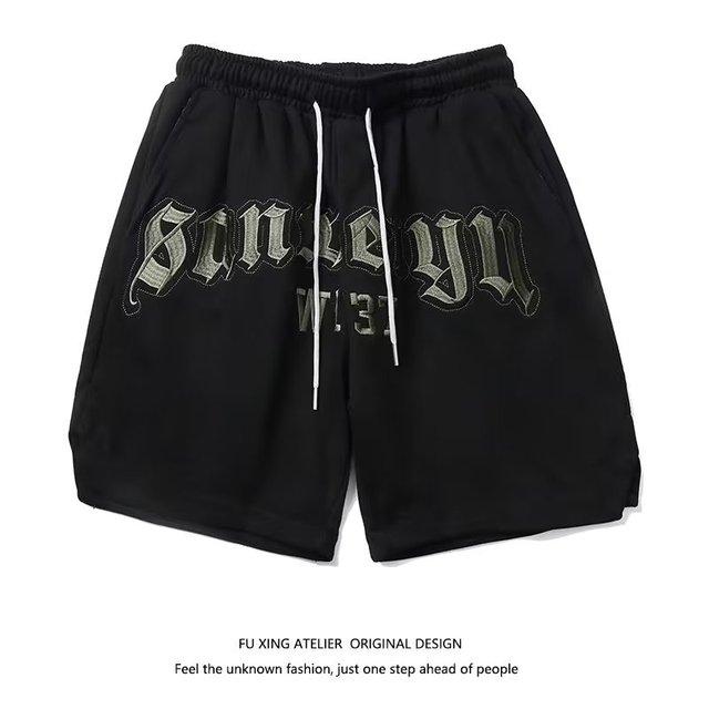 

Модные баскетбольные спортивные шорты для бега, спортивные шорты, мужские летние повседневные мужские брюки, корейская модная мужская одежда, повседневные спортивные штаны M чёрный