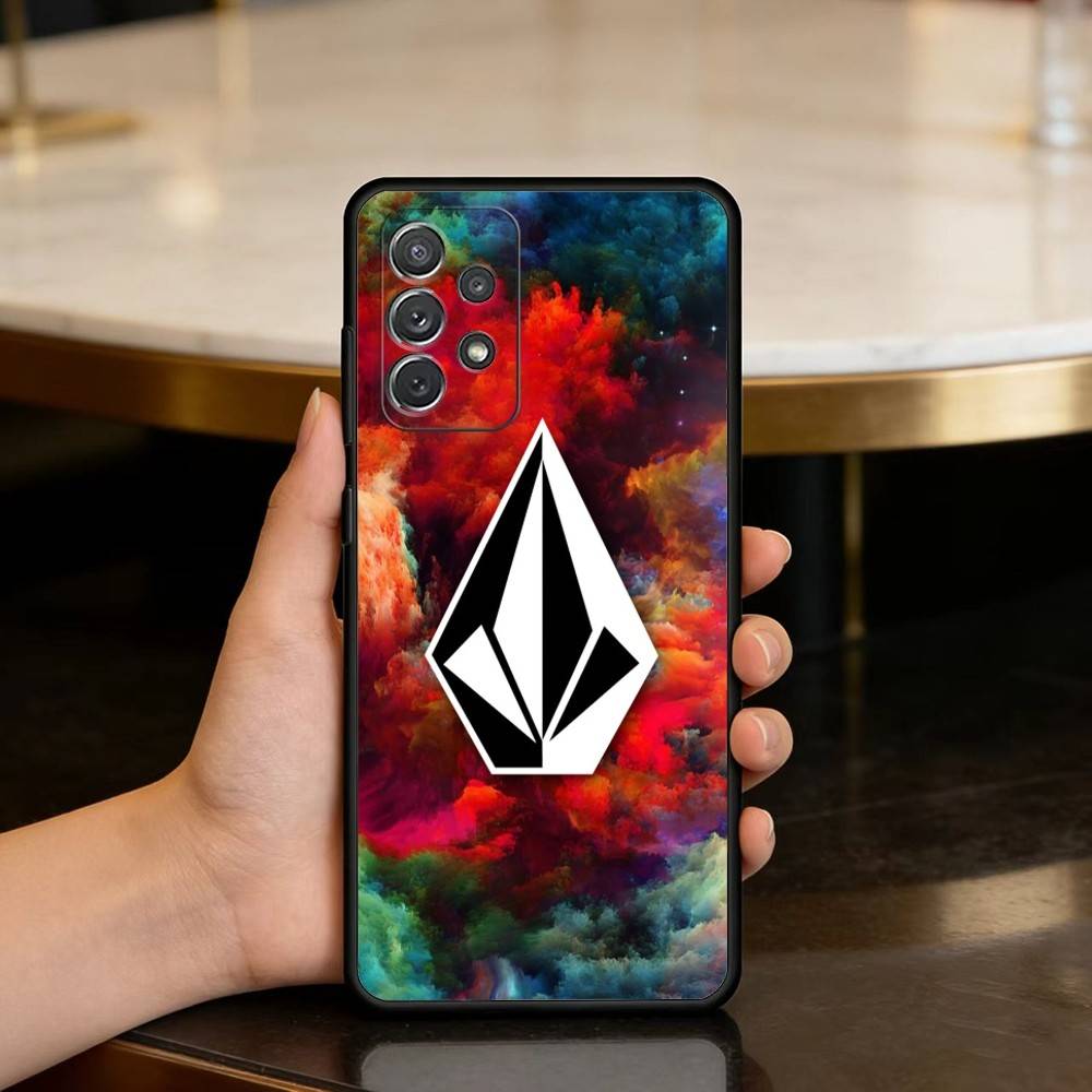 Luxury V-VOLCOMES Sport Style Phone Case For Samsung Galaxy A73,A72,A71,A70,A53,A52,A51,Soft Silicone Black Cover