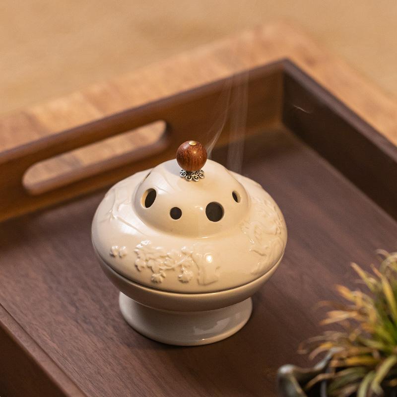 Household creative plate incense burner four gentlemen incense burner tea ceremony ornament indoor incense burner