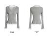 Lu Xi Women's V-neck Korean Style Mesh Patchwork Knit Top, Early Spring 2026 Collection
