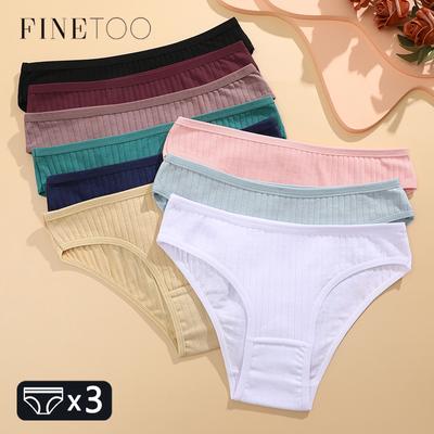 3 TEILE/SATZ Damen Baumwollhöschen Weiche Gestreifte Unterhose Sexy Einfarbig Slips Weibliche Bequeme Stretch Dessous M-XL