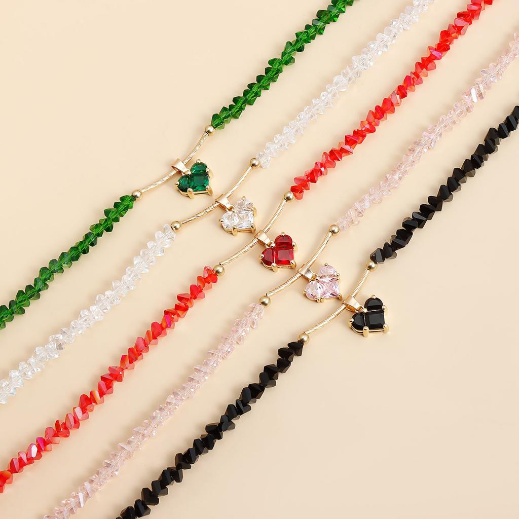 Handcrafted Glass Bead Love Crystal Pendant Necklace Elegant Design Clavicle Chain For Daily Wear And Special Occasions