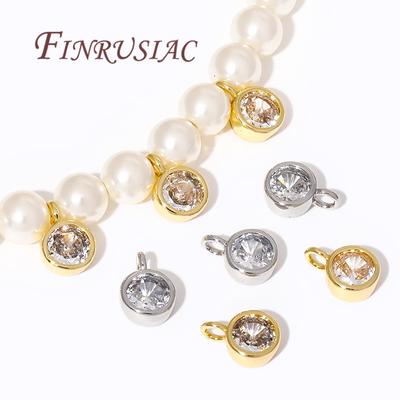 18K Gold Plated Brass with Rhinestone Charms For Jewelry,Round Pendant For Necklaces Making Findings,DIY Bracelets Accessories
