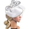 Weißer Leinen Fascinator Hut für Damen, Elegantes Cocktail-Teeparty Haarband mit Schleier, Leichte Hochzeitsfeier Kopfschmuck, Modisch Besonder