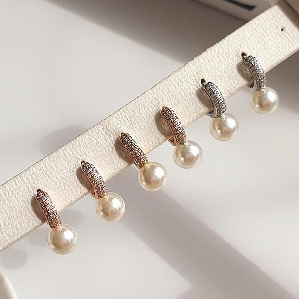 Women's Daily Accessory Pearl Earrings Best Pearl Cubic Ring