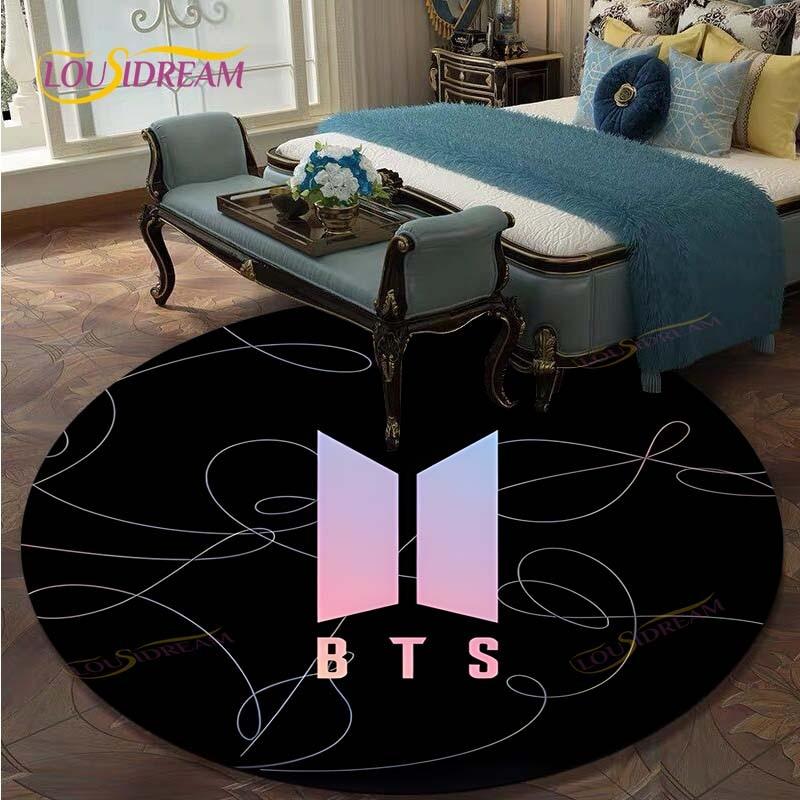 

Kpop Bangtan Boys Round Carpets for Living Room Rugs Soft Flannel Floor Area Rug Bedroom Carpet Mat for Children Kitchen Rug 60cm