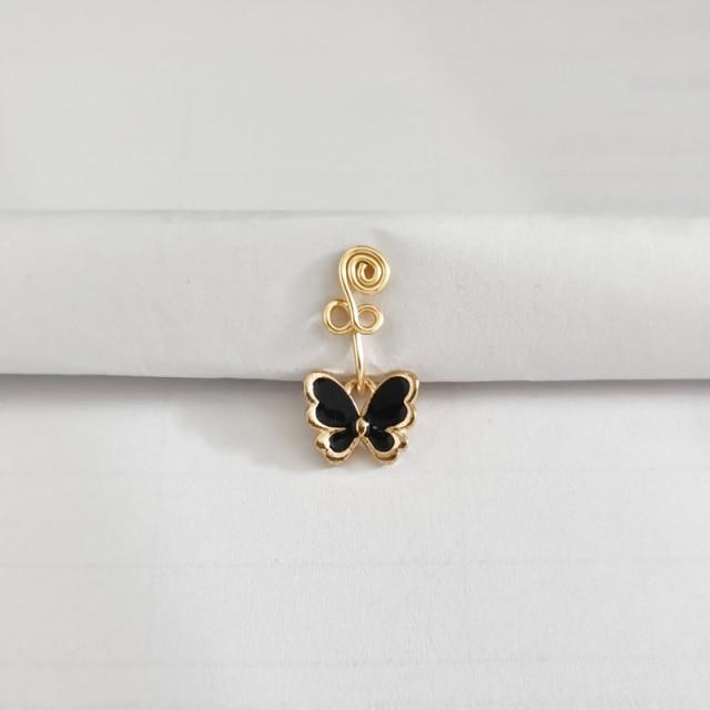 1Pc Goth motyl drut miedziany spirala fałszywy Piercing kolczyk w nosie Punk złoty kolor klip kolczyk w nosie klips do ucha mankiet biżuteria do ciała