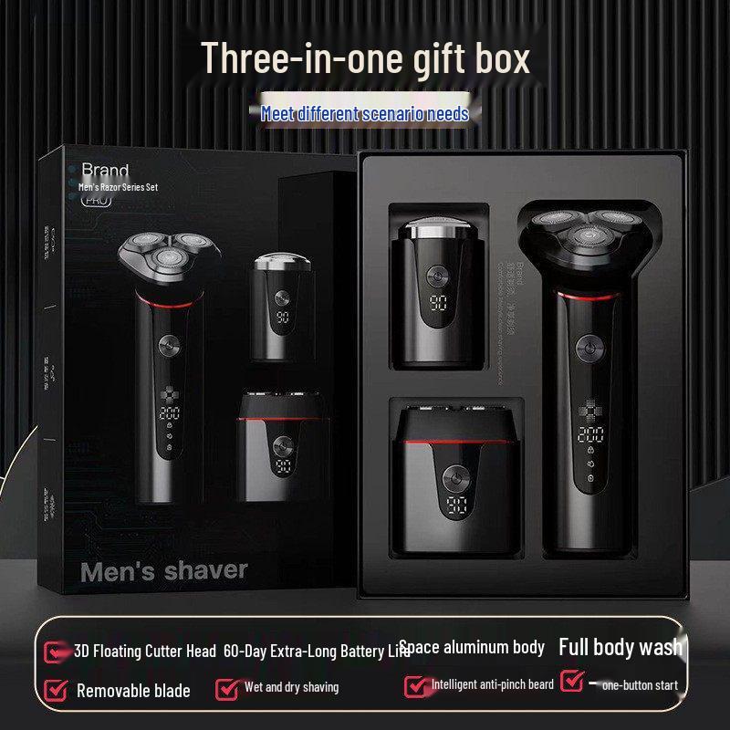 2025 Portable Rechargeable Men's Three-Head Electric Shaver - Wet & Dry, Body Washable