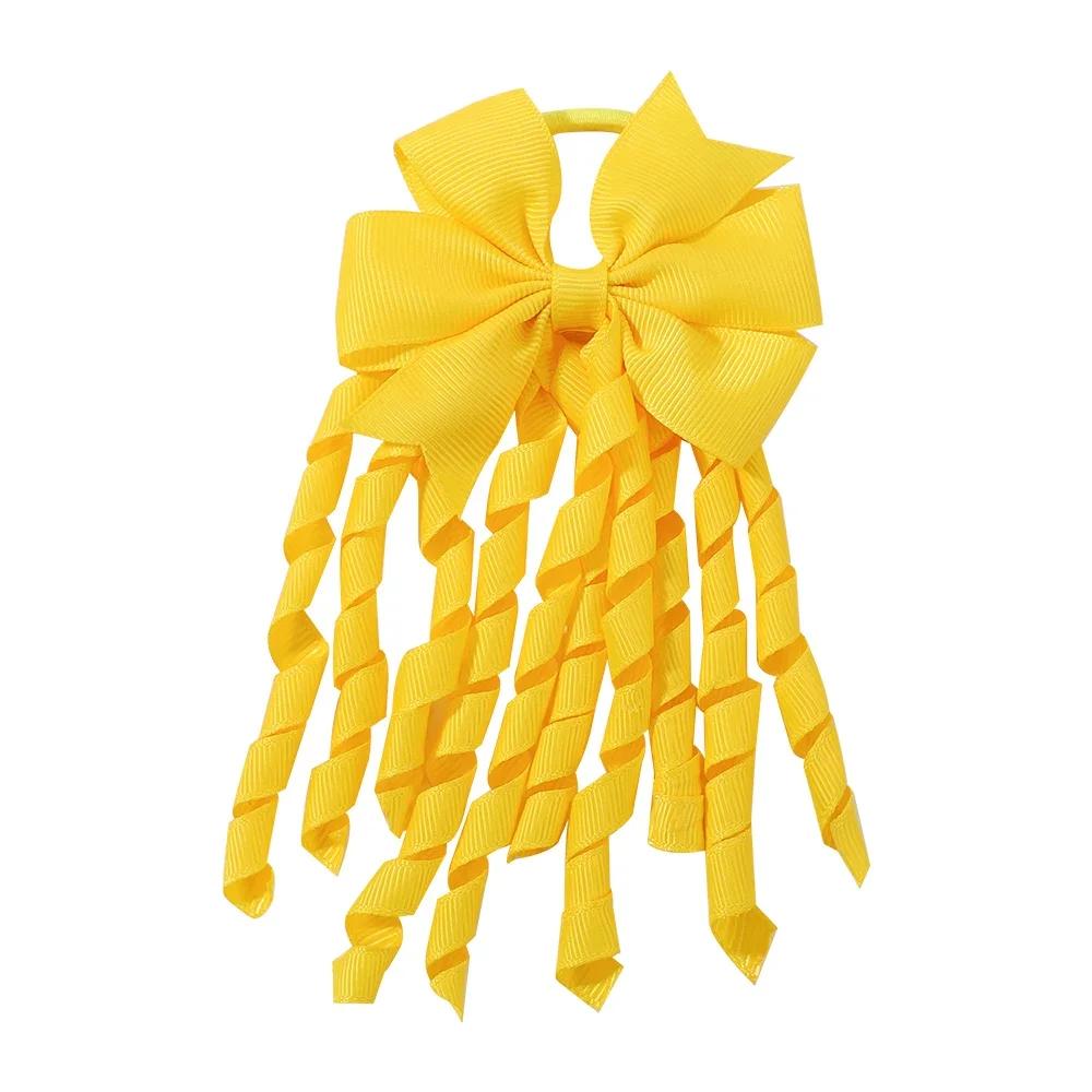 BABY BOWS Girls Hair Ties Grosgrain Ribbon Curly Korker Hair Bows Elastic Rubber Bands Ponytail Holders for Children's Headwear