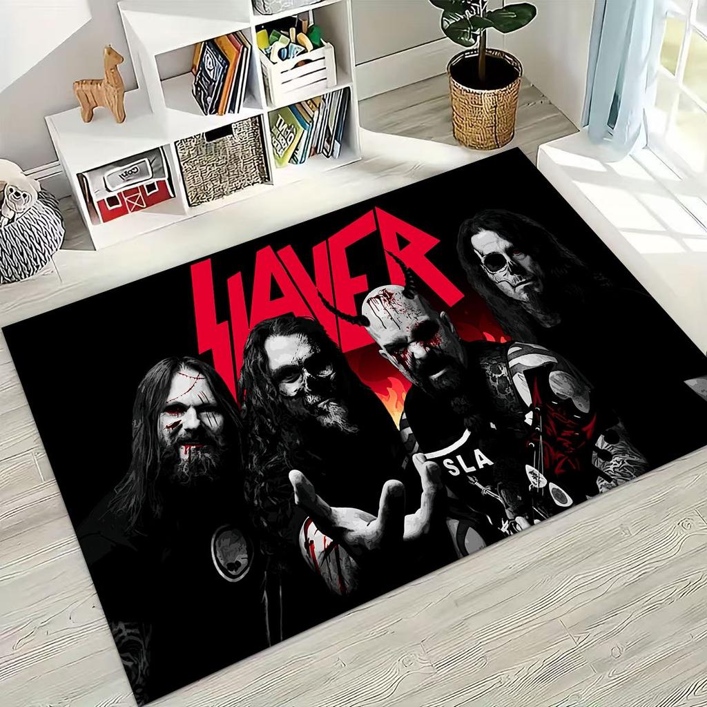 Slayer Heavy Metal Rock Band Skull Art Carpet Rug for Bedroom Living Room Sofa Home Doormat Decor,Large Non-slip Floor Mat