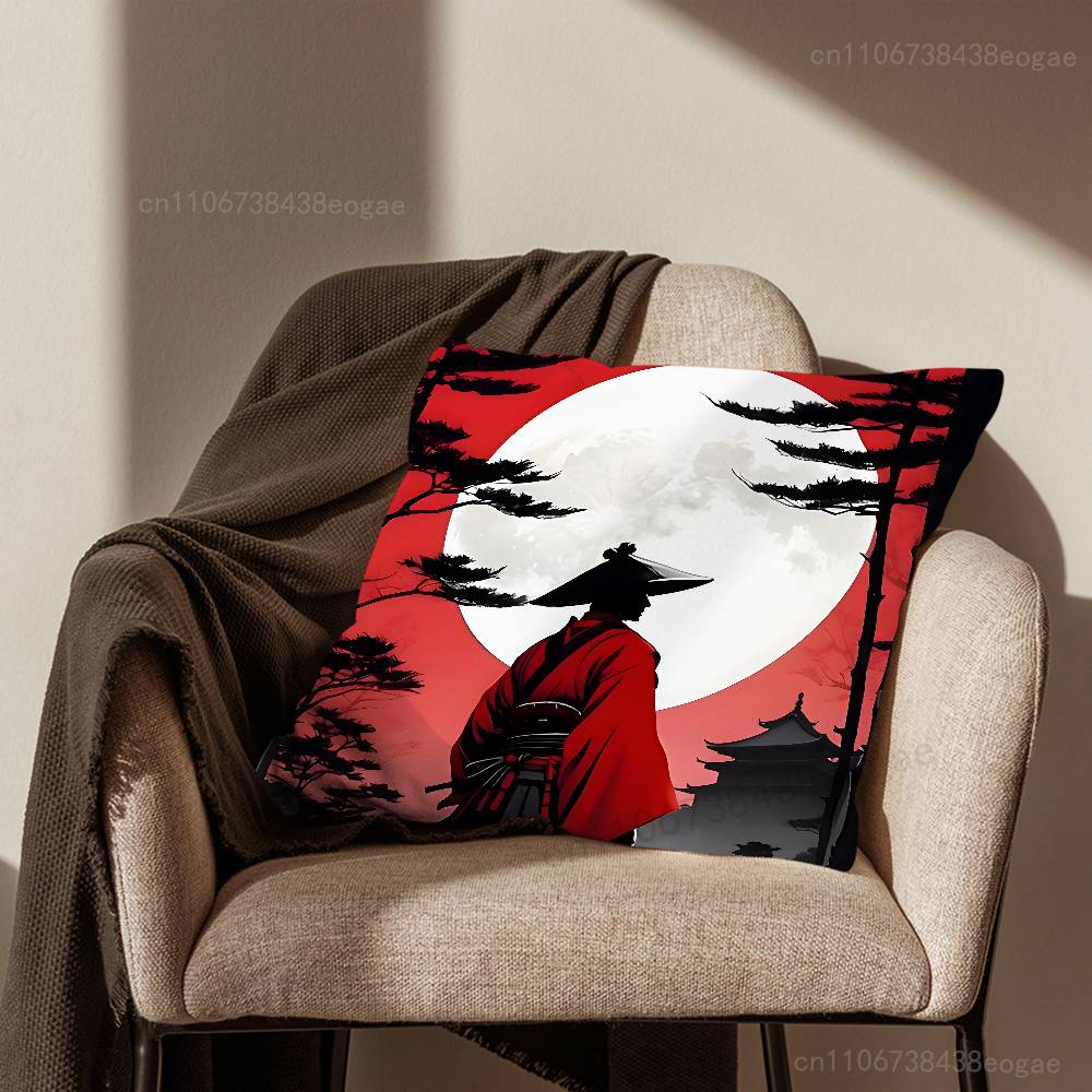 

Japanese Bushido Samurai Pillow Case Living Room Sofa Cushion Cover Suitable For Home Bedroom Decoration And Protector 30cmx30cm