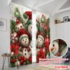 2pcs,2D Plane Printing Creative Curtains Cute Snowman Christmas Family (3) Durable Polyester (without Rod) Holiday for Bedroom,