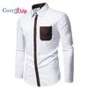 Cozy Up Herren Langarmshirt mit Dreiecksausschnitt und Tasche in Kontrastfarbe