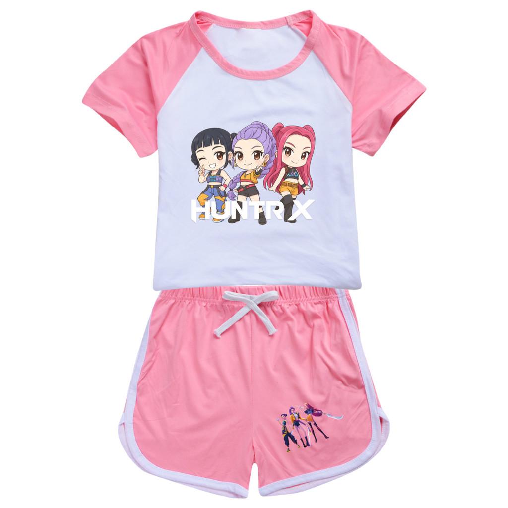 5015 Kids Girls POP Rumi Zoey Mira Print T-shirt Shorts Sport Tracksuit Clothes Set