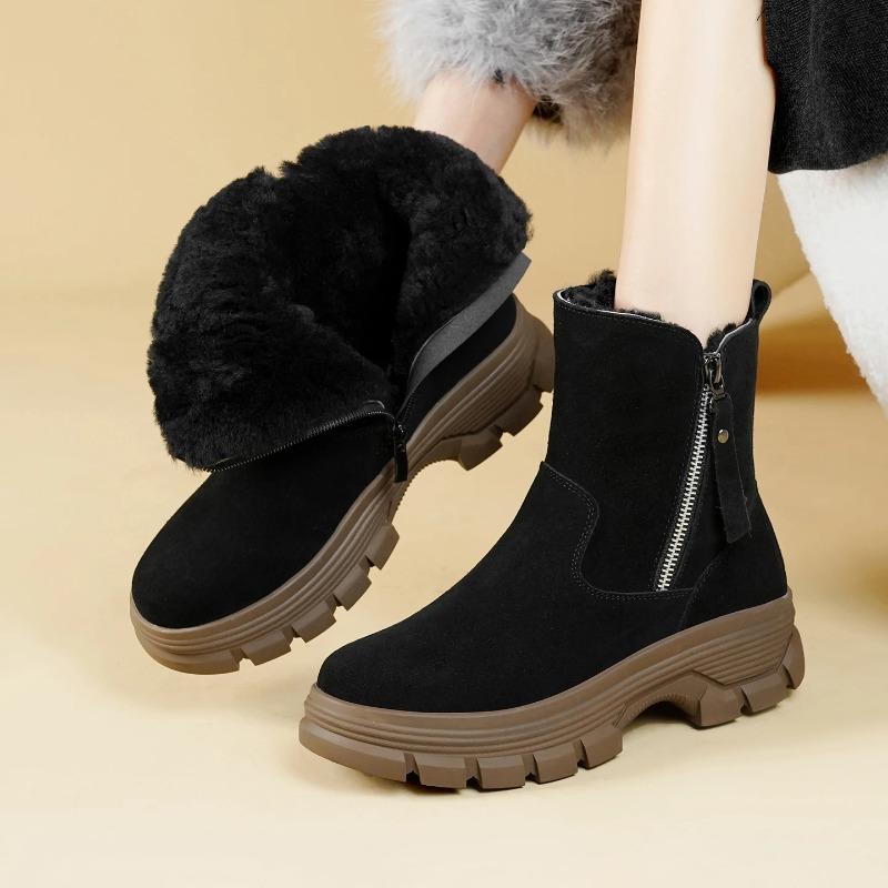 High Quality Winter Women's Suede Cotton Boots Wool Keep Warm Women's Ankle Boots Plush Women Snow Boots Botas Mujer Botas Mujer