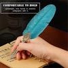 Vintage Feather Pen Set, European Classic Fountain Pen, Antique Peacock Feather Metal Nib Dip Pen