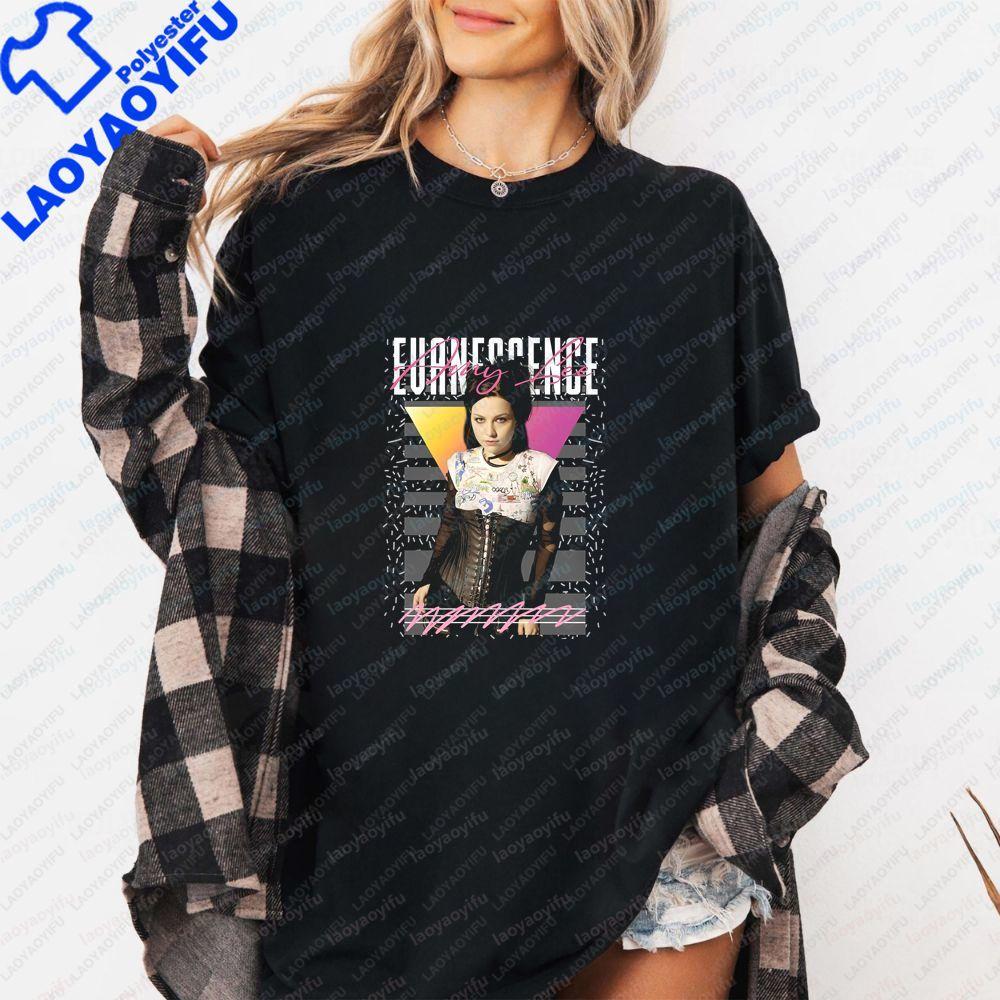 Amy Lee Rock Band Summer Trend Harajuku ShortSleeved Unisexs and WoUnisexs Universal Pattern LargeTShirt
