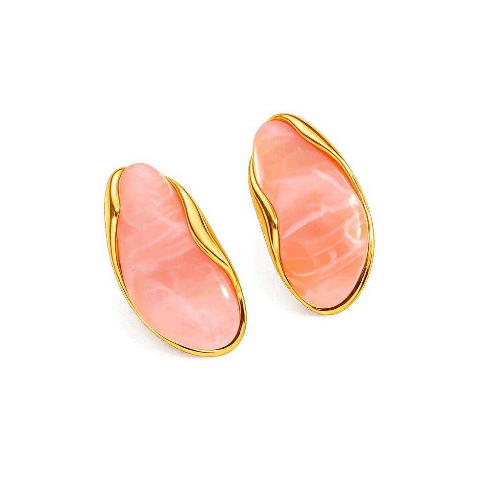 Resin Resin Earrings Irregular Gold-plated Ear Studs Vintage Geometric Earrings  Accessories розовый