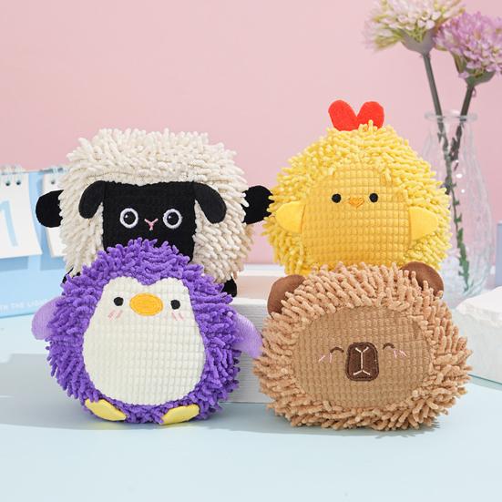 Plush Squeaky Dog Toy with Short Mop Velvet Interactive Stuffed Toy for Small Medium Large Breeds Cute Animal Soft Dog
