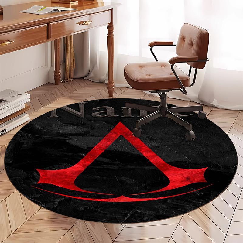 Custom Name Assassin's Creed Printed Round Rug Carpet Chair Rug Area Rug Entryway Doormats,for Office Chair Living Room Bedroom Kitchen Room.