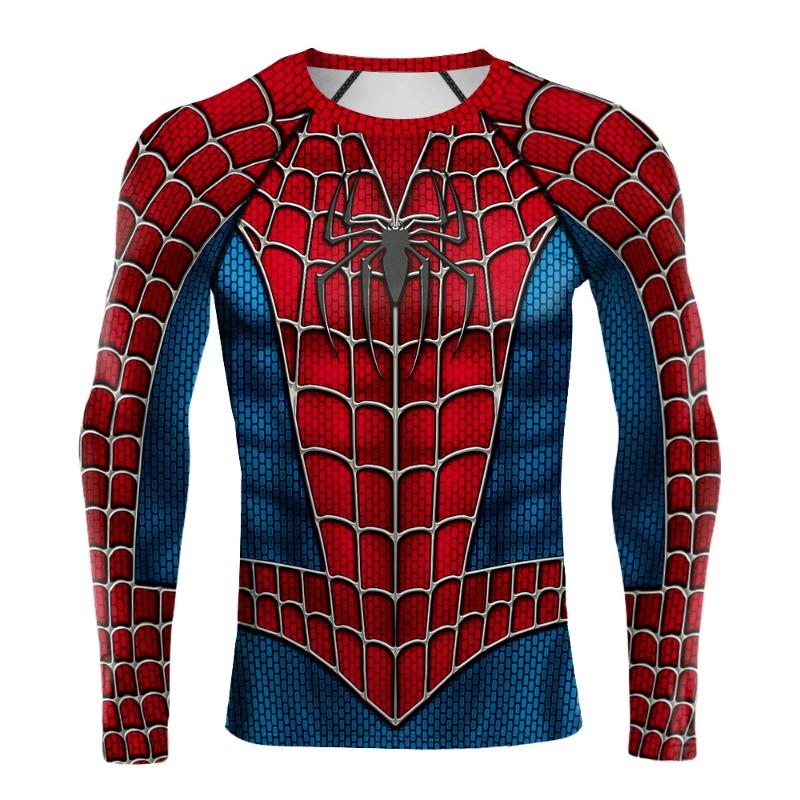 3D Printed Men's Long Sleeve T-shirt Superhero Tee Casual Loose Fitness Sports Tops Street Clothes