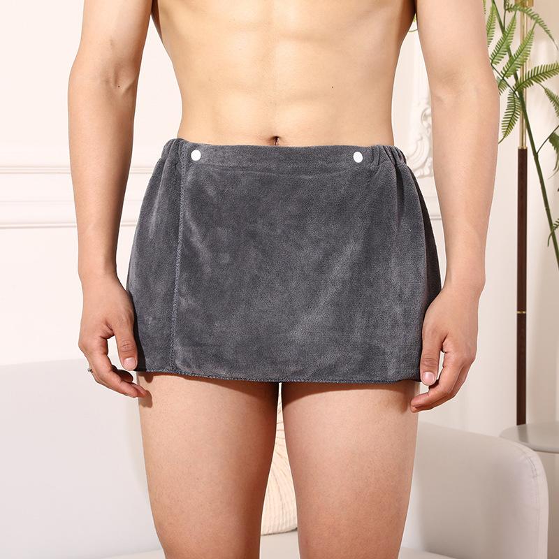 Sexy Schlafhose Mikrofaser Pyjama Herren Nachtwäsche Kurze Handtuchhose Seitenschlitz Bademantel Culotte Weich Dick