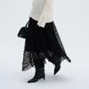 Elegant Women's French Mesh Layered Lace Skirt - New Spring Arrival, Mid-length with Wide Hem and Slimming Fluffy Design