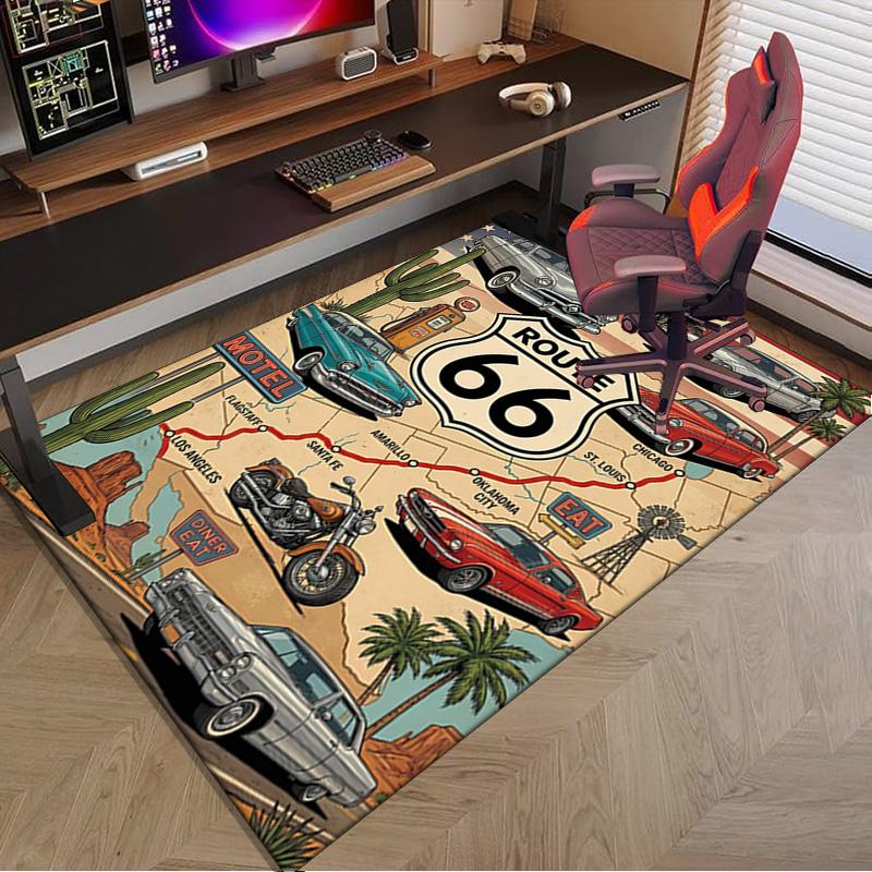 Route 66 Area Rug Office rug, Chair Rug, Decor Carpet Livingroom bedroom Mat, Large Size Fan gifts Christmas gifts