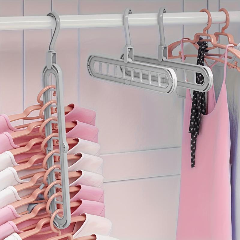Plastic 9-Hole Foldable Hangers, Heavy Duty Space Saving Clothes Organizer Hangers for Room Closet Wardrobe Home Dor