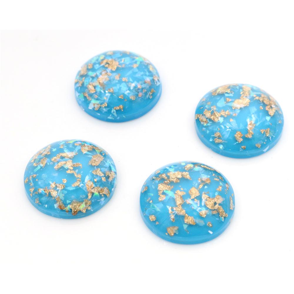 20mm 10 Stück/Los Neue Mode Mixfarbe Eingearbeitete Metallfolie Flache Rückseite Harz Cabochons Cameo