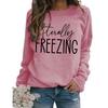 Simple Round Neck Pullover Long Sleeve Printed Loose Hoodie