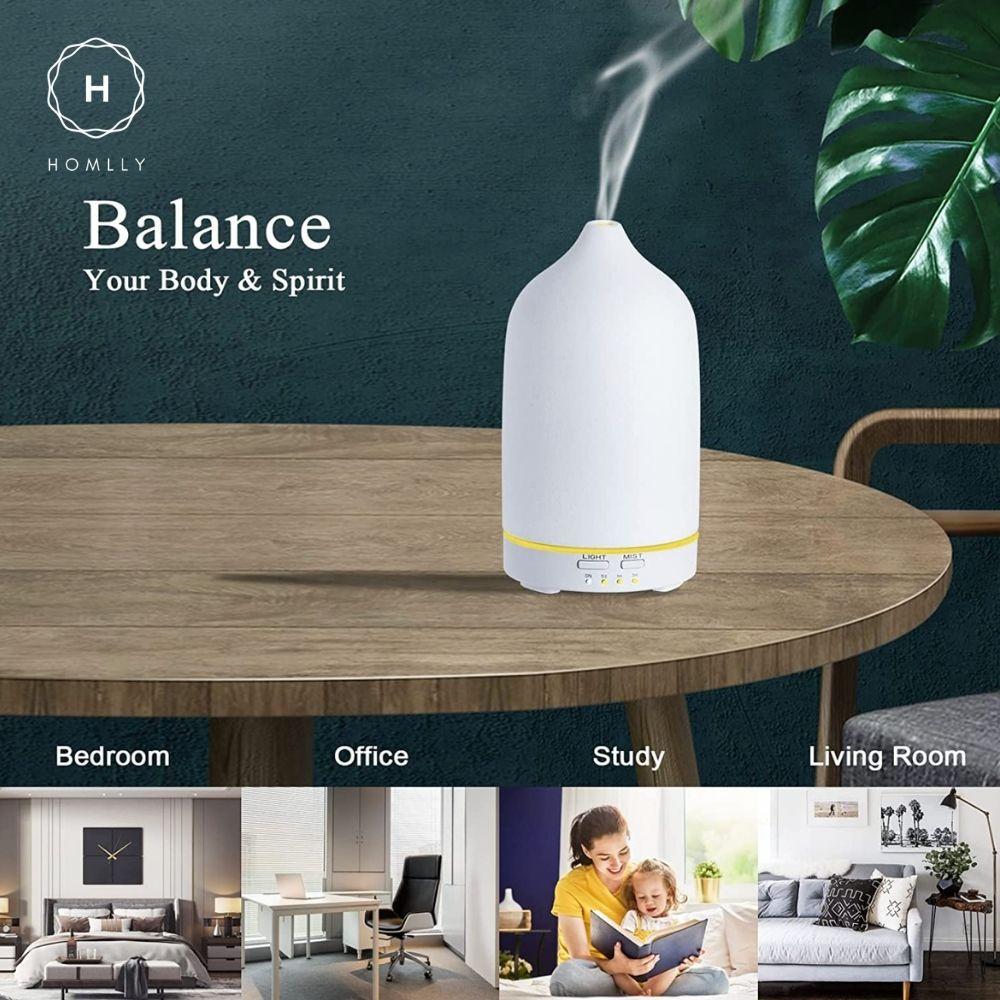 Homlly Ceramic Aromatherapy Essential Oil Diffuser Humidifier (120ml)