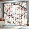 2 Stück Vorhänge mit japanischem Kirschblüten- und Kirschzweig-Druck, Polyesterstoff, geeignet für Schlafzimmer, Wohnzimmer