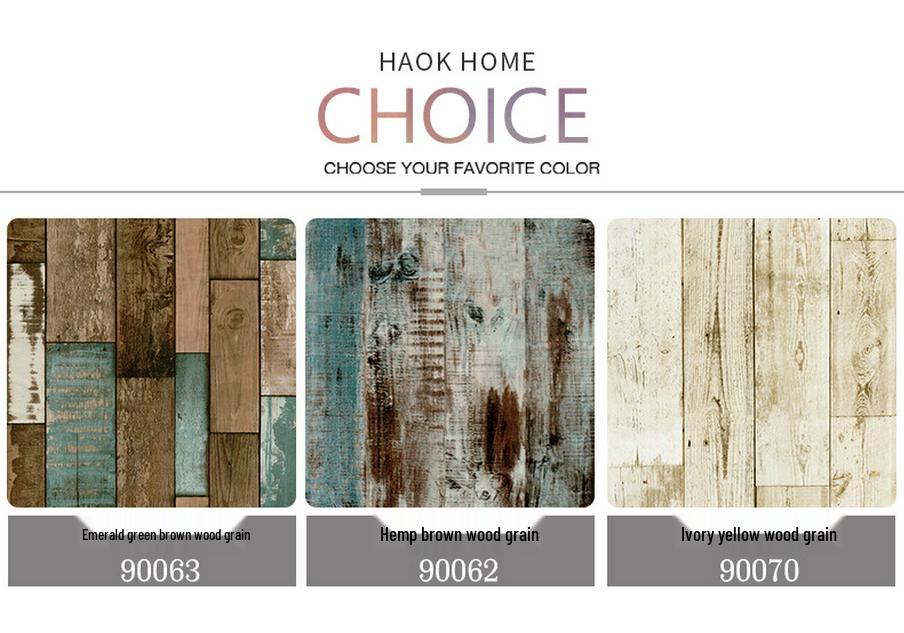 Industrial Retro Faux Wood Grain Self-Adhesive Wallpaper with PVC Backing