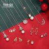 Brincos de Tarraxa Higu em Prata S925 Árvore de Natal e Bengala & Colar de Rena - Original Mais Vendido para o Ano Novo