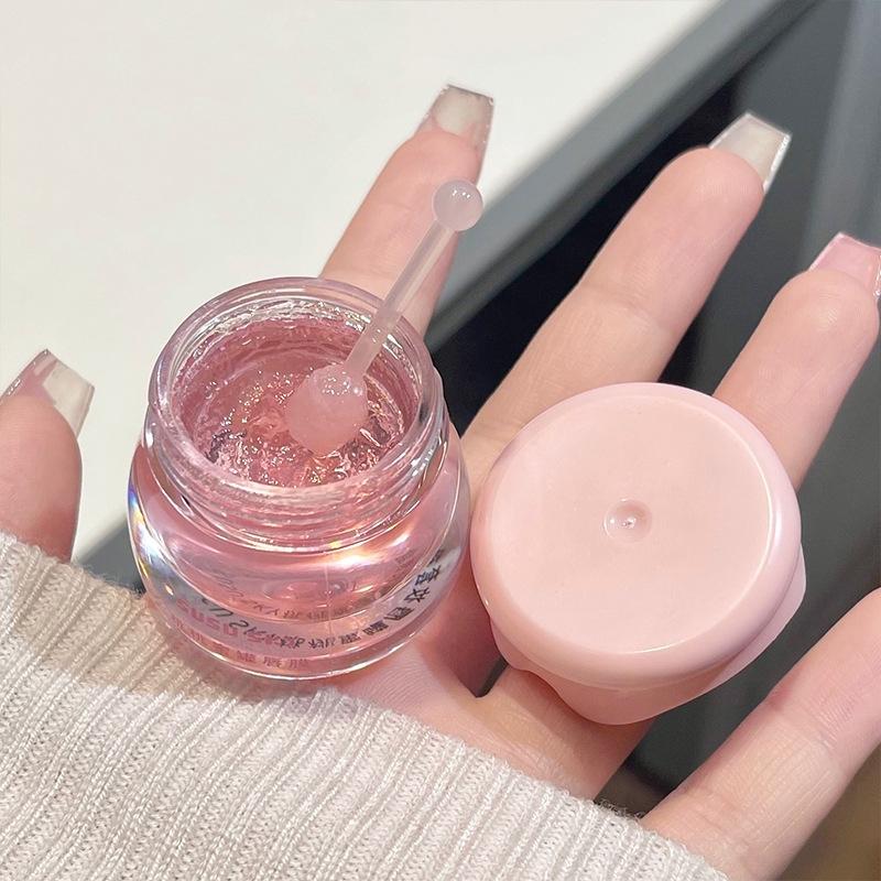 Peach Lightweight Lips Set Clear Glass Moisturizing Lip Balm Transparent Lip Oil Hydrating Jelly Day & Night Lip Mask Set