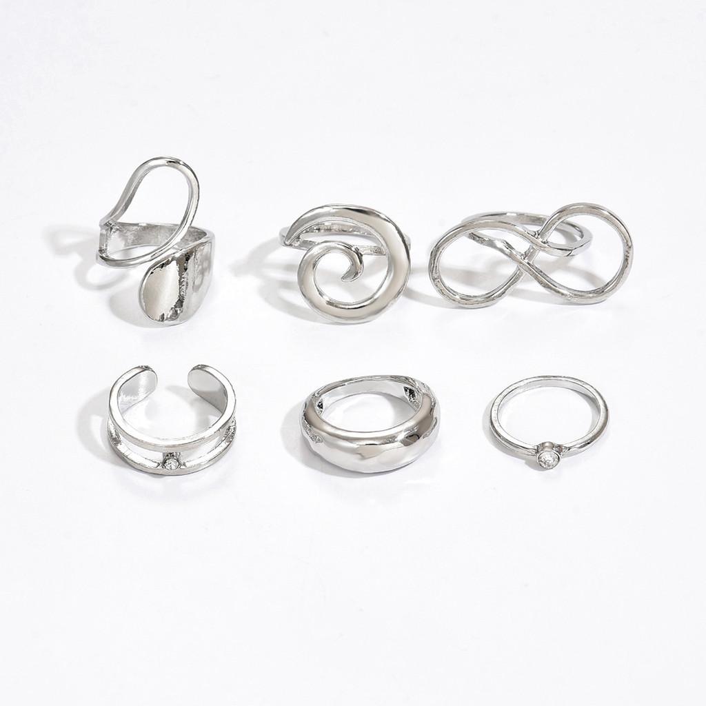 

Geometric Light Face Ring Set With Spiral Design For Women Fashion Jewelry