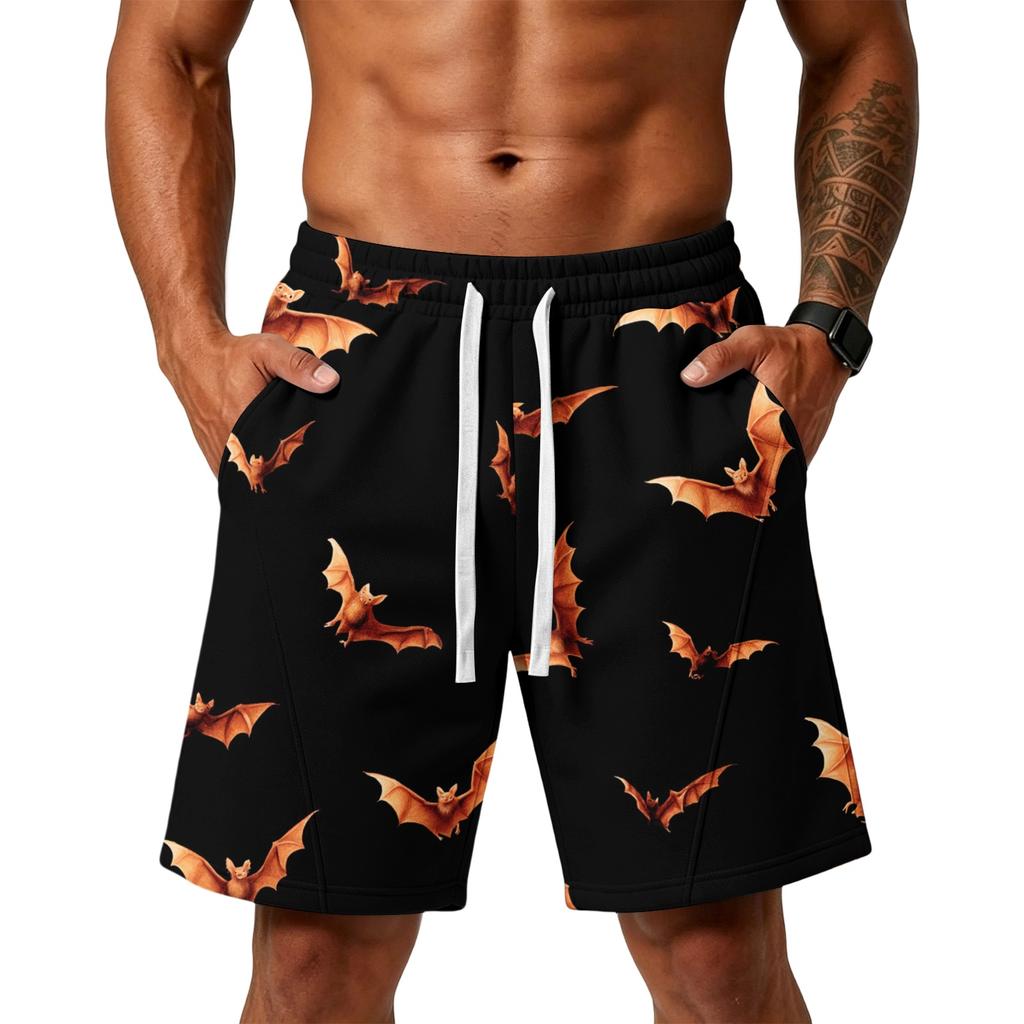 Men's Loose Fit Halloween Themed Shorts with Drawstring Waist and Multiple Pockets Casual Sport Shorts for Everyday Wear