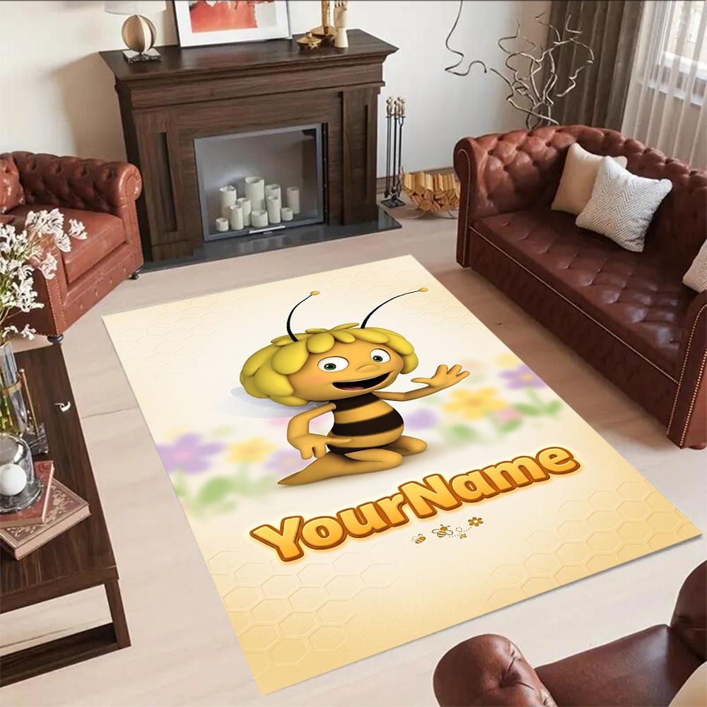 Biene Maja Customize Text Floor Mat Design for Hallway Kitchen Study room Outdoor Antislip Carpet Anime Office Decor Best for Christmas