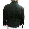 NOORA Schwarze Wildlederjacke für Herren | Schwarze Cowboy-Fransenjacke im Western-Stil | Biker-Jacke aus Leder mit Quasten