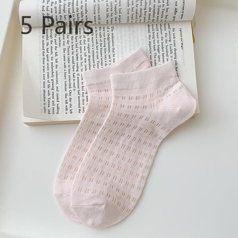 

5 пар женских однотонных носков из бамбукового волокна на весну и лето с короткими сетчатыми отверстиями, носки с кондиционером, дышащие носки-лодочки, оптовая продажа 5 pairs розовый