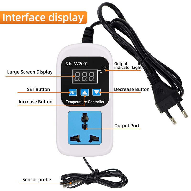AC 110-220V 10A EU Plug Temperature Humidity Controller Socket Digital Thermostat Regulator Smart Controller with NTC Sensor Digital