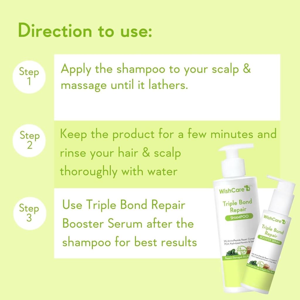 WishCare Triple Bond Repair Shampoo for Dry & Frizzy Hair Repairs Damaged & Frizzy Hair 250ml