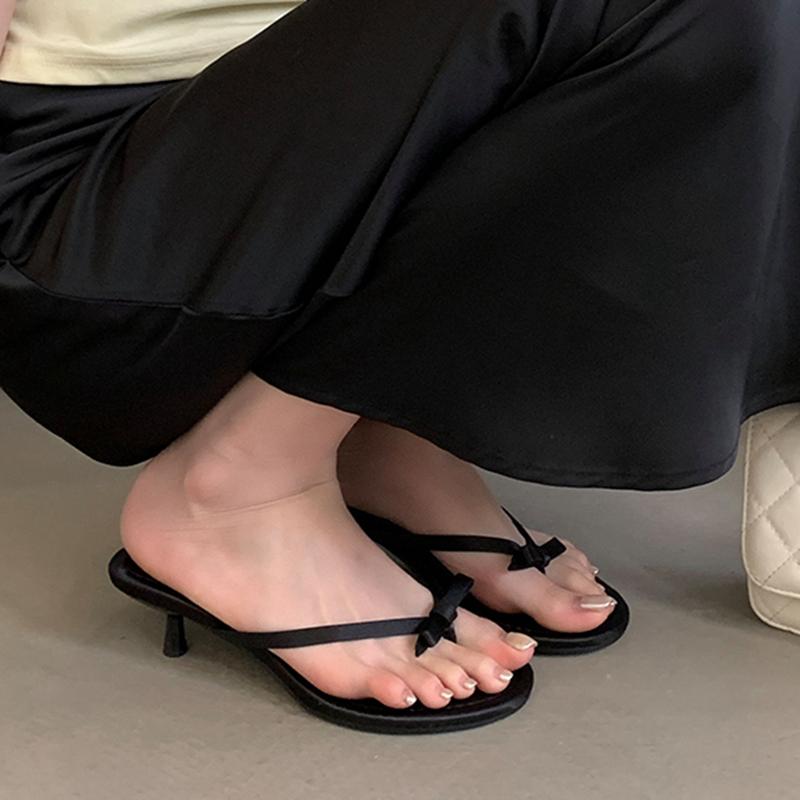 Fashion SUOJIALUN 2025 Summer New Brand Women Slipper Fashion Narrow Band Slip On Ladies Elegant Slides Med Thin Heel Dress Sandal