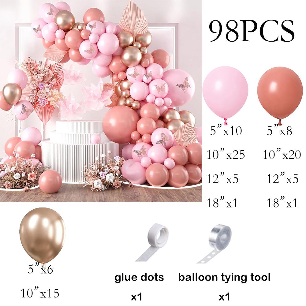 

Retro Pink Balloons Garland Baby Pink Metal Champagne Balloons Arch Kit Wedding Anniversary Bridal Shower Baby Shower Decoration AS Picture