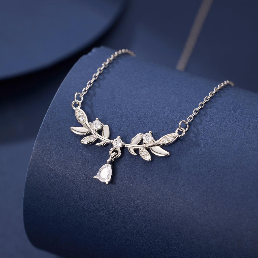 S925 sterling silver laurel necklace feminine niche water drop wheat ear collarbone chain for girlfriend jewelry fashion